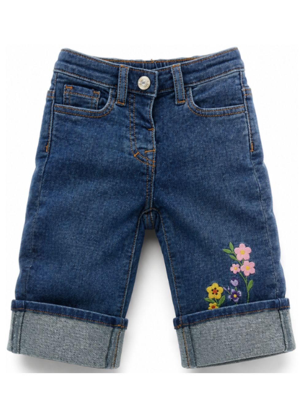 Jeans per neonata Monnalisa Kids denim con ricamo a fiori 39H408 8042 0055 MONNALISA KIDS 