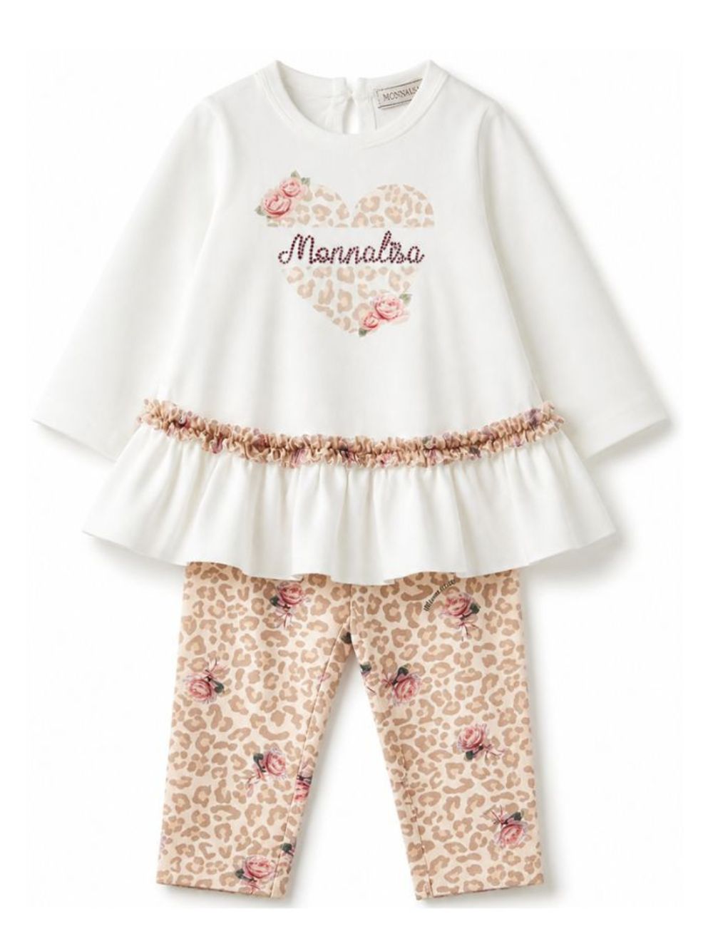 Completo t-shirt e pantaloni per neonata Monnalisa Kids multicolore con stampa leopardata 39H500 8002 0180 MONNALISA KIDS 