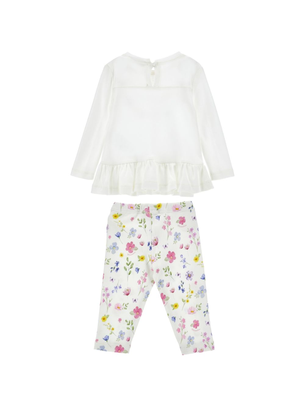 Set t-shirt e pantaloni per neonata Monnalisa Kids bianca con stampa floreale 39H501 8040 0163 MONNALISA KIDS 