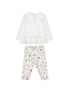 Set t-shirt e pantaloni per neonata Monnalisa Kids bianca con stampa floreale 39H501 8040 0163 MONNALISA KIDS 