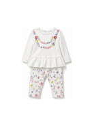 Set t-shirt e pantaloni per neonata Monnalisa Kids bianca con stampa floreale 39H501 8040 0163 MONNALISA KIDS 