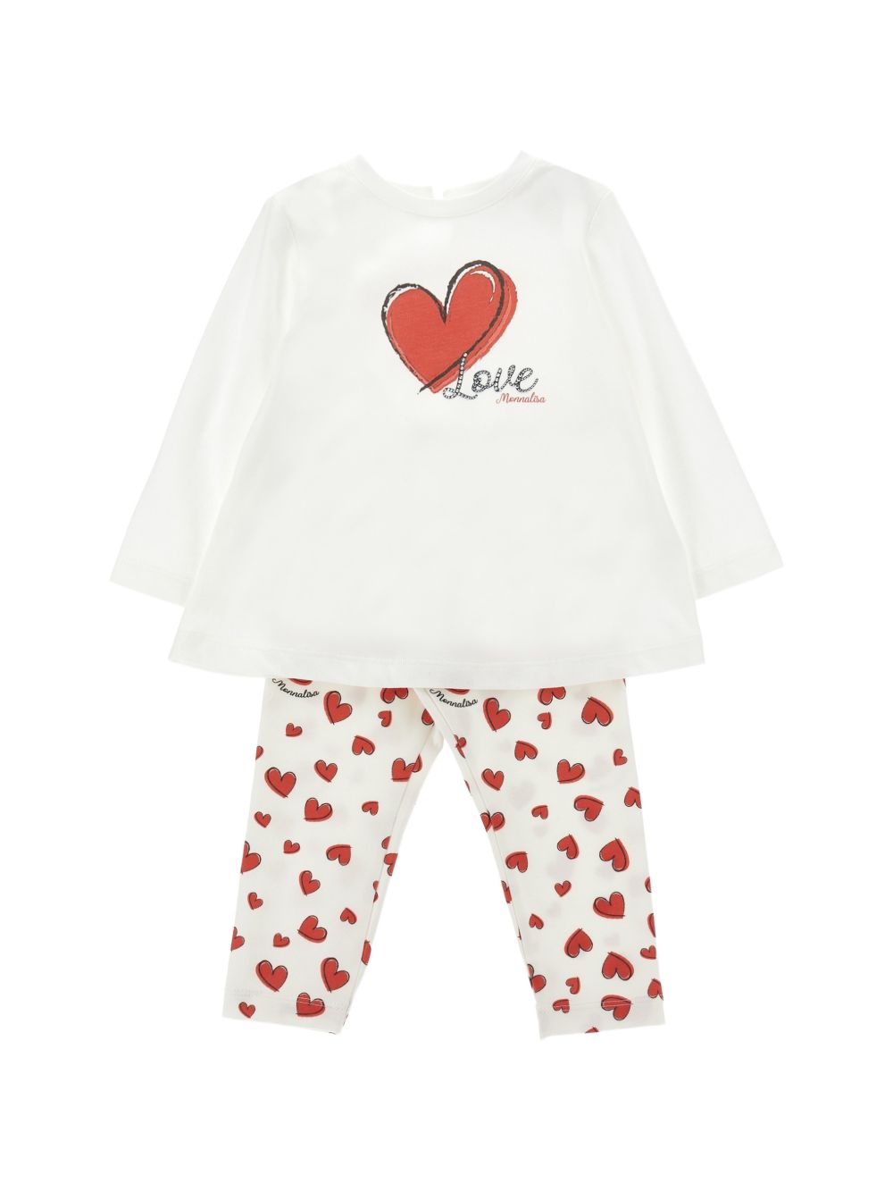 Set due pezzi per neonata Monnalisa Kids bianco con stampa con cuori 39H504RU 8002 0001 MONNALISA KIDS 