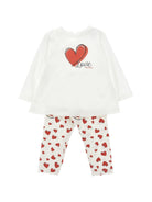 Set due pezzi per neonata Monnalisa Kids bianco con stampa con cuori 39H504RU 8002 0001 MONNALISA KIDS 