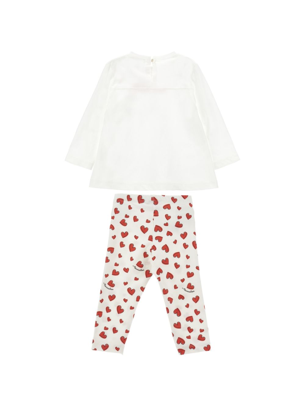 Set due pezzi per neonata Monnalisa Kids bianco con stampa con cuori 39H504RU 8002 0001 MONNALISA KIDS 