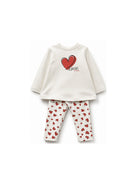 Set due pezzi per neonata Monnalisa Kids bianco con stampa con cuori 39H504RU 8002 0001 MONNALISA KIDS 