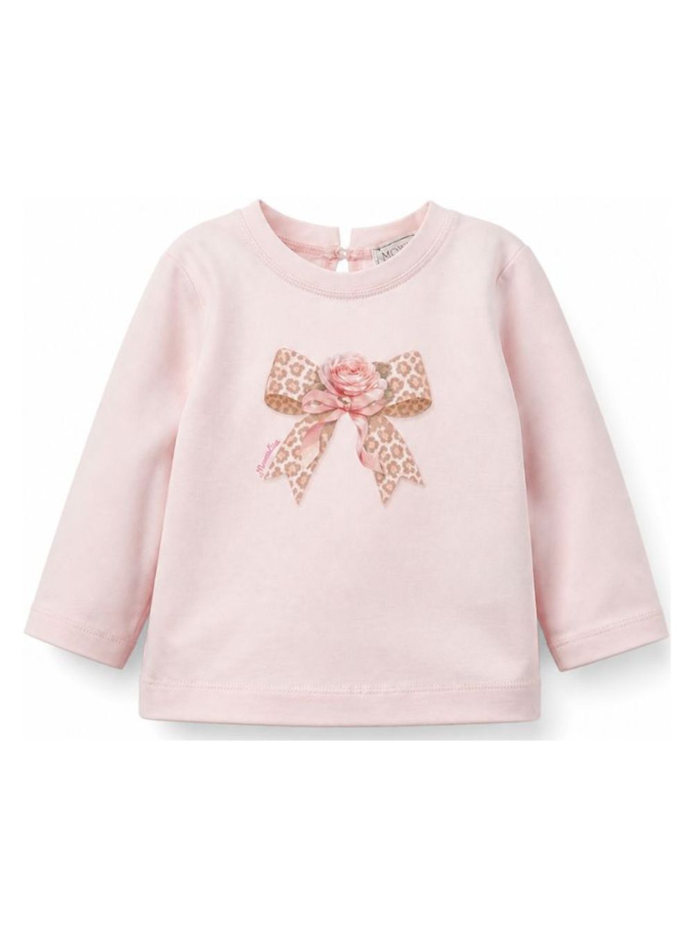 T-shirt per neonata Monnalisa Kids rosa con stampa fiocco sul davanti 39H600 8002 0091 MONNALISA KIDS 