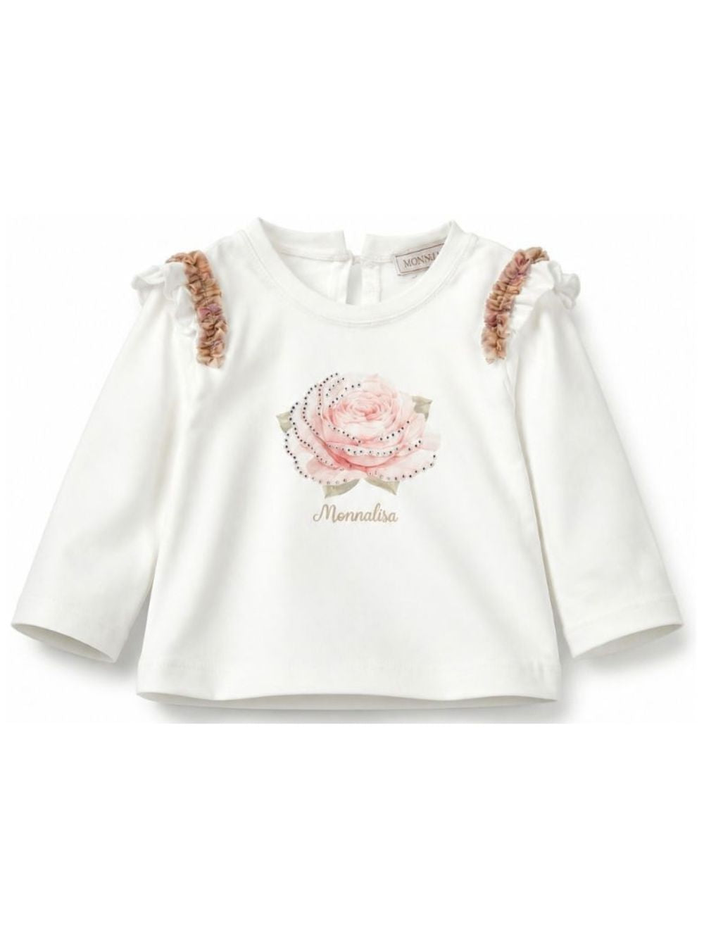T-shirt per neonata Monnalisa Kids bianca con dettagli ruches 39H602 8002 0001 MONNALISA KIDS 