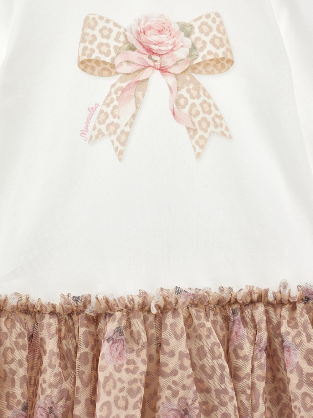 Abito per neonata Monnalisa Kids bianco con stampa grafica animalier 39H900 8002 0180 MONNALISA KIDS 