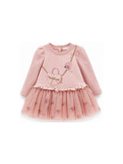 Abito per neonata Monnalisa Kids rosa con ruches e stampa grafica 39H901 8006 094F MONNALISA KIDS 