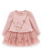 Abito per neonata Monnalisa Kids rosa con ruches e stampa grafica 39H901 8006 094F MONNALISA KIDS 
