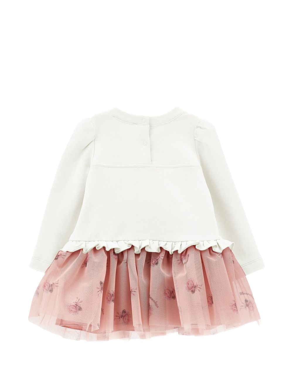 Abito per neonata Monnalisa Kids bianco e rosa con ruches e stampa grafica 39H901 8006NB 0001 MONNALISA KIDS 