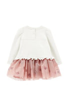 Abito per neonata Monnalisa Kids bianco e rosa con ruches e stampa grafica 39H901 8006NB 0001 MONNALISA KIDS 
