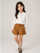 Shorts per bambina Monnalisa Kids marroni con placca con logo 41H405 8404 0005 MONNALISA KIDS 