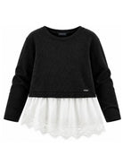 Maglione per bambina Monnalisa Kids nero con rifinitura in pizzo 41H607 8214 0050 MONNALISA KIDS 