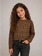 Maglia per bambina Monnalisa Kids marrone con stampa animalier 41H608 8624 0080 MONNALISA KIDS 