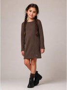 Abito per bambina Monnalisa Kids marrone a coste a maniche lunghe 41H903 8214 0006 MONNALISA KIDS 