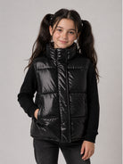 Gilet per bambina Monnalisa Kids nero trapuntato con cappuccio 49H100 8022 0050 MONNALISA KIDS 