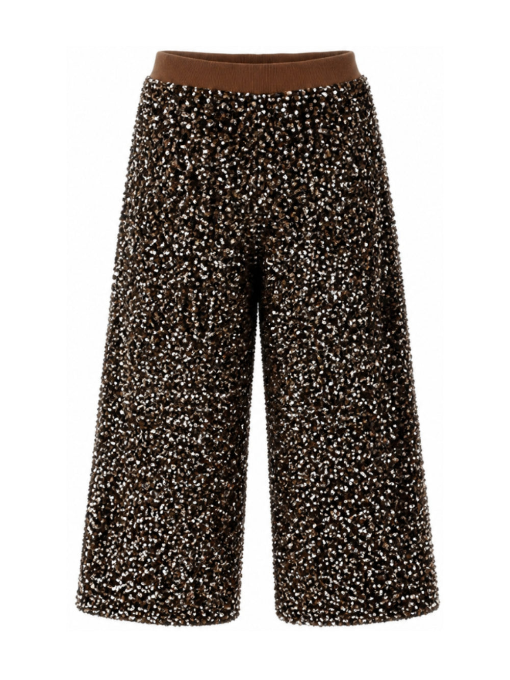 Pantaloni per bambina Monnalisa Kids marroni con decorazione con paillettes 49H404 8084 0006 MONNALISA KIDS 