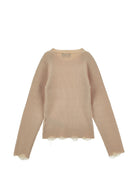 Maglione per bambina Monnalisa Kids marrone con trama a coste 49H600 8061 0003 MONNALISA KIDS 