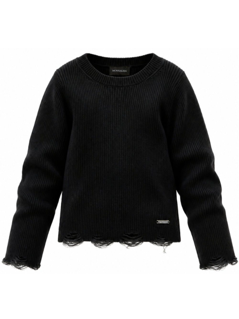 Maglione per bambina Monnalisa Kids nero con trama a coste 49H600 8061 0050 MONNALISA KIDS 
