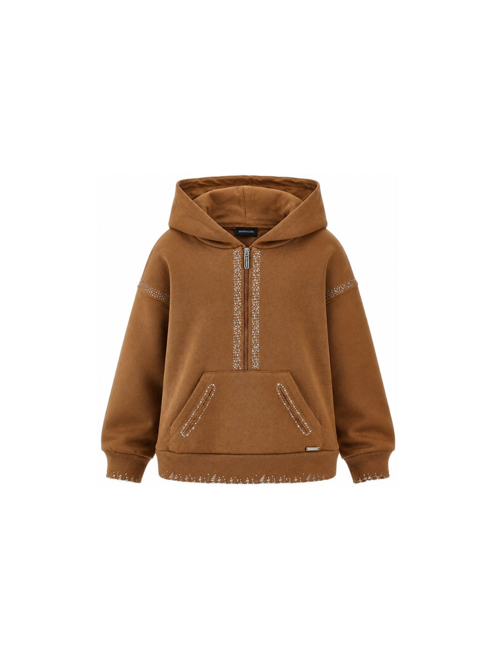 Felpa per bambina Monnalisa Kids marrone con strass 49H602 8047 0005 MONNALISA KIDS 