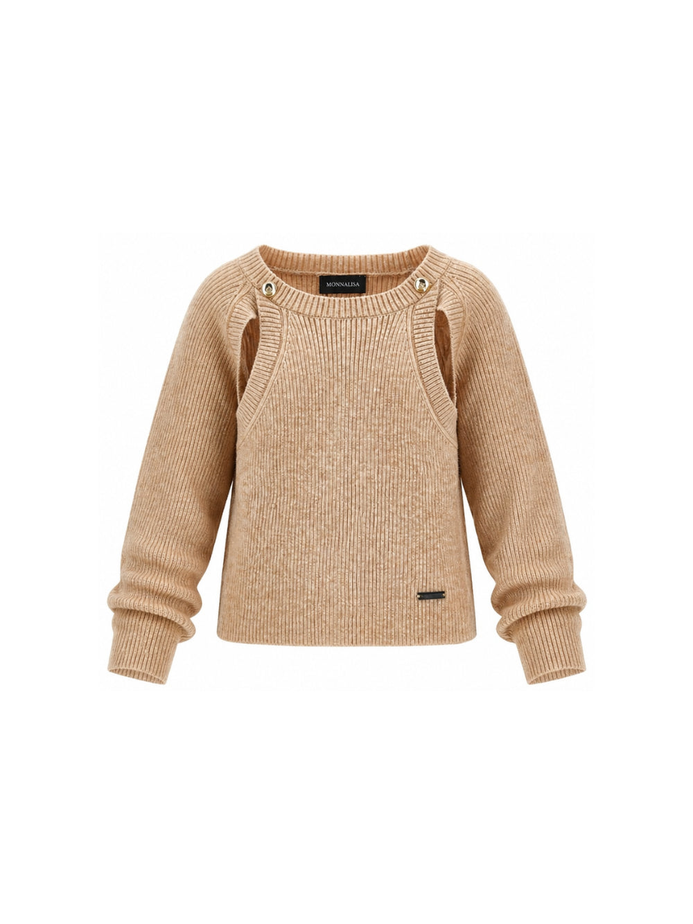 Maglione per bambina Monnalisa Kids beige con design cut-out 49H605 8061 0003 MONNALISA KIDS 