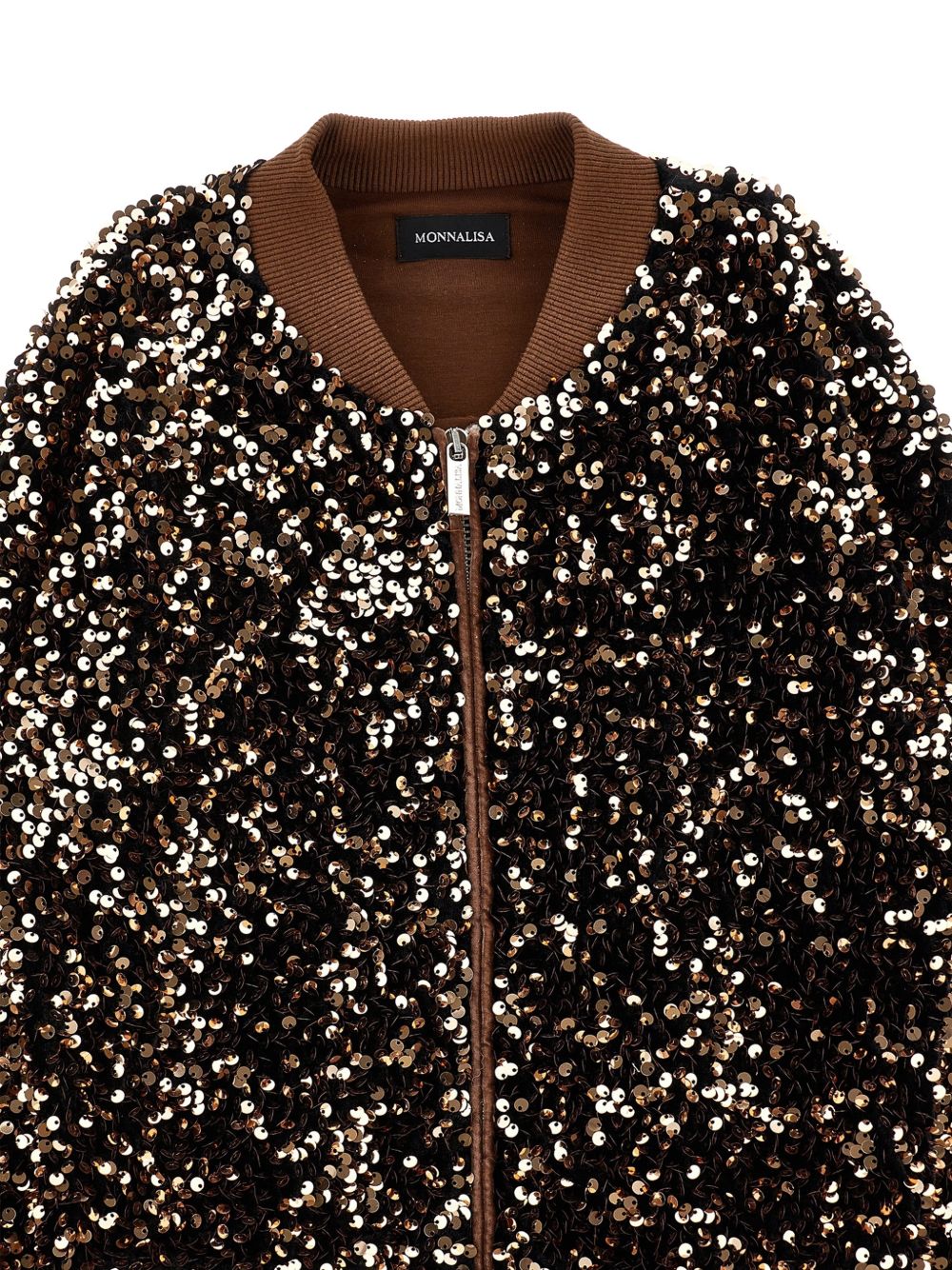 Felpa per bambina Monnalisa Kids marrone con decorazione paillettes all-over 49H800 8084 0006 MONNALISA KIDS 