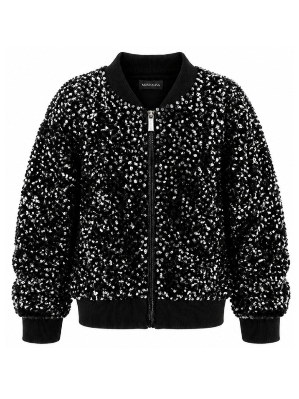 Felpa per bambina Monnalisa Kids nera con decorazione paillettes all-over 49H800 8084 0050 MONNALISA KIDS 