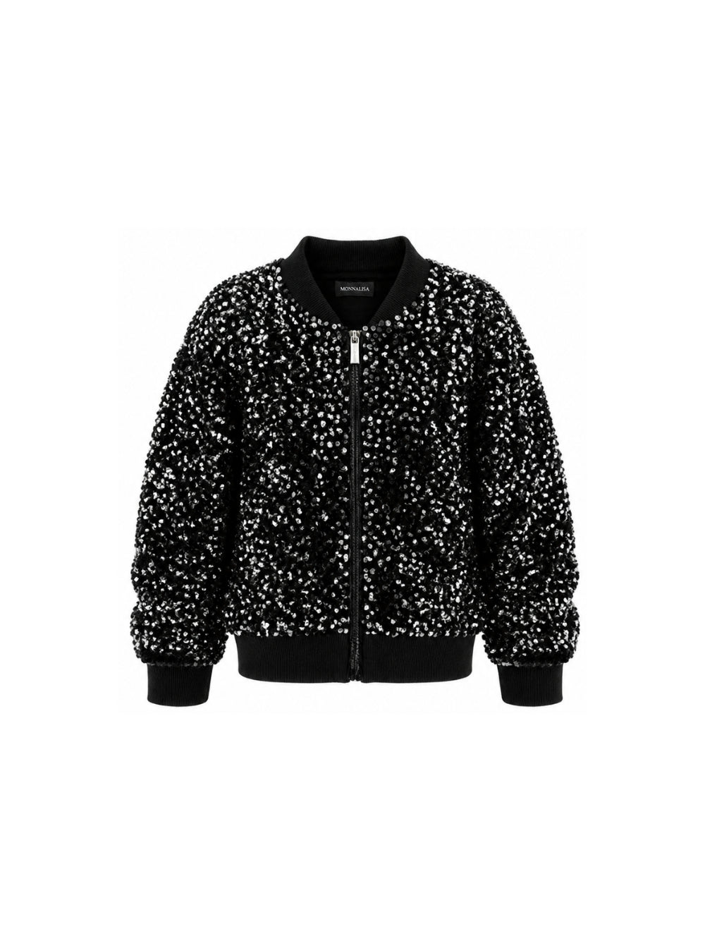 Felpa per bambina Monnalisa Kids nera con decorazione paillettes all-over 49H800 8084 0050 MONNALISA KIDS 