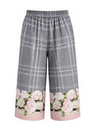 Pantaloni per bambina Monnalisa Kids grigi con motivo a fiori 71H402 8674 3294 MONNALISA KIDS 