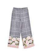 Pantaloni per bambina Monnalisa Kids grigi con motivo a fiori 71H402 8674 3294 MONNALISA KIDS 