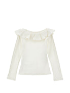 T-shirt per bambina Monnalisa Kids bianca con colletto con ruches 71H611 8214 0001 MONNALISA KIDS 