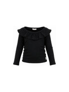 T-shirt per bambina Monnalisa Kids nera con colletto con ruches 71H611 8214 0050 MONNALISA KIDS 