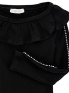T-shirt per bambina Monnalisa Kids nera con colletto con ruches 71H611 8214 0050 MONNALISA KIDS 