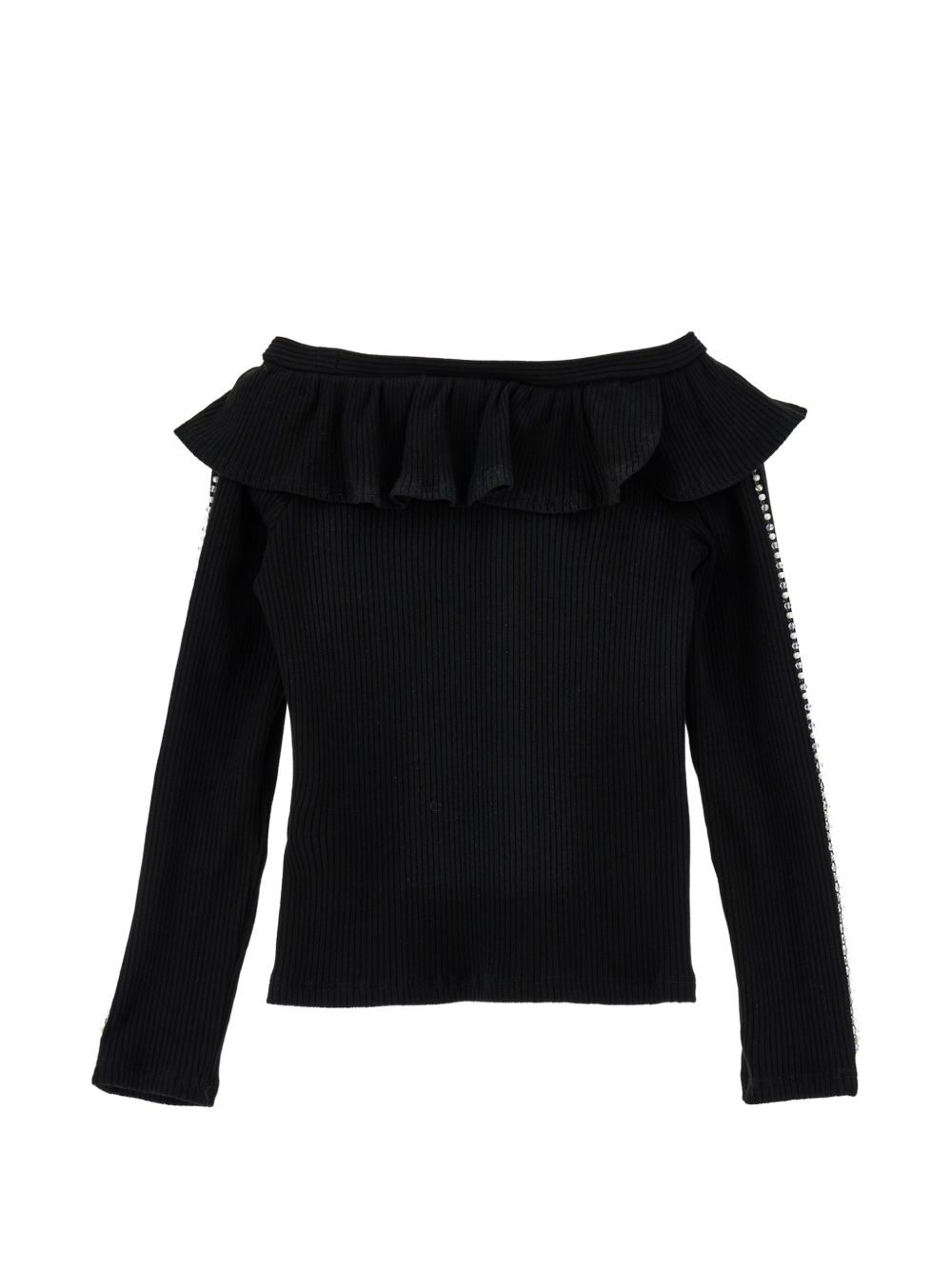 T-shirt per bambina Monnalisa Kids nera con colletto con ruches 71H611 8214 0050 MONNALISA KIDS 