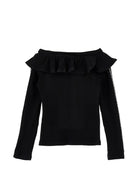 T-shirt per bambina Monnalisa Kids nera con colletto con ruches 71H611 8214 0050 MONNALISA KIDS 