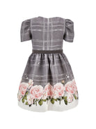 Abito per bambina Monnalisa Kids grigio con stampa grafica fiori 71H901 8662 0032 MONNALISA KIDS 