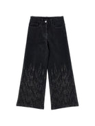 Jeans per bambina Monnalisa Kids in denim nero con decorazione con strass 79H400 8043 0031 MONNALISA KIDS 