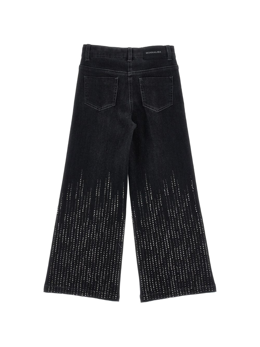 Jeans per bambina Monnalisa Kids in denim nero con decorazione con strass 79H400 8043 0031 MONNALISA KIDS 