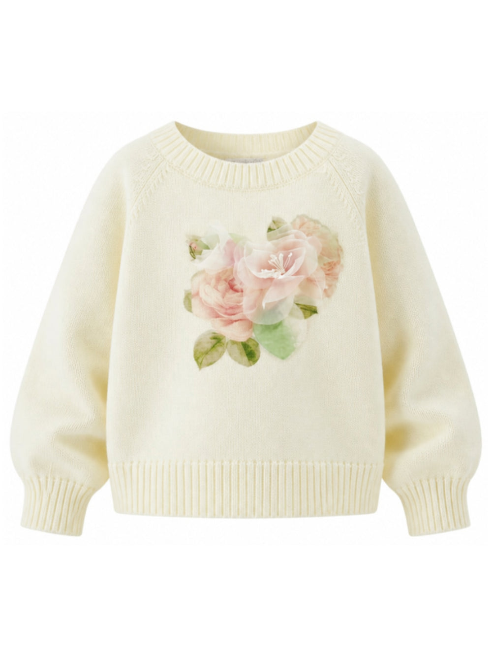 Maglione per bambina Monnalisa Kids bianco con stampa grafica floreale 79H600 8062 0001 MONNALISA KIDS 