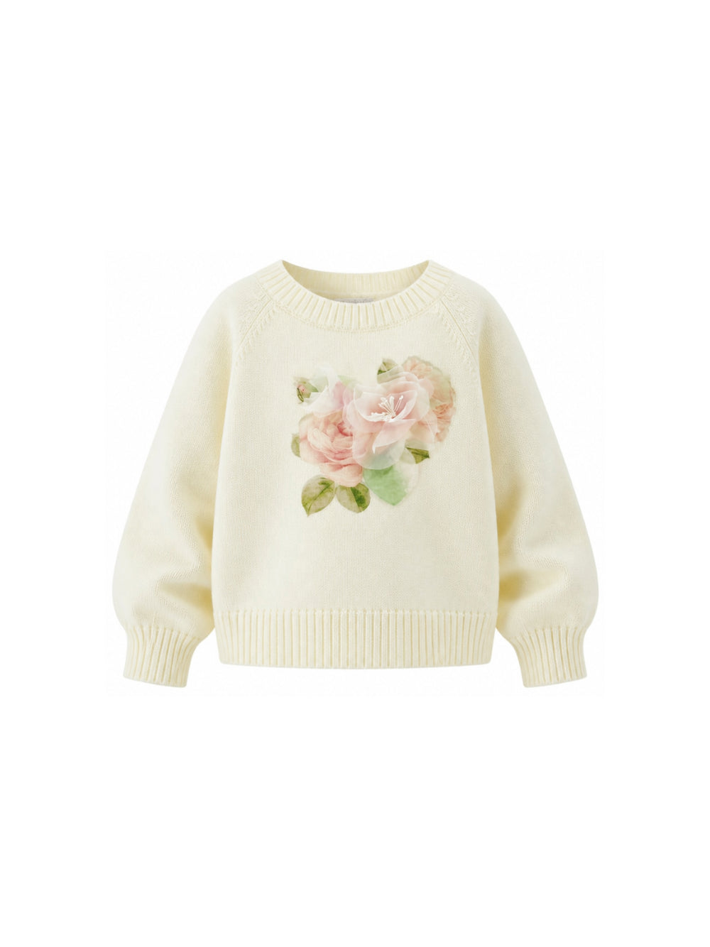 Maglione per bambina Monnalisa Kids bianco con stampa grafica floreale 79H600 8062 0001 MONNALISA KIDS 