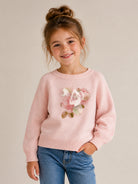 Maglione per bambina Monnalisa Kids rosa con stampa grafica floreale 79H600 8062 0091 MONNALISA KIDS 