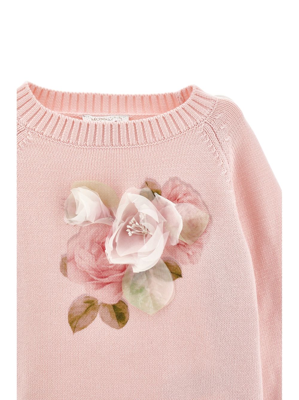 Maglione per bambina Monnalisa Kids rosa con stampa grafica floreale 79H600 8062 0091 MONNALISA KIDS 