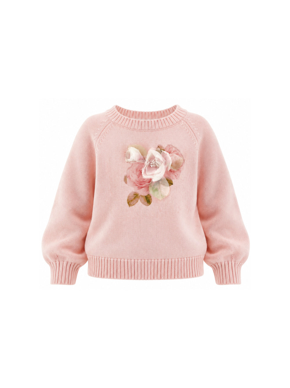 Maglione per bambina Monnalisa Kids rosa con stampa grafica floreale 79H600 8062 0091 MONNALISA KIDS 