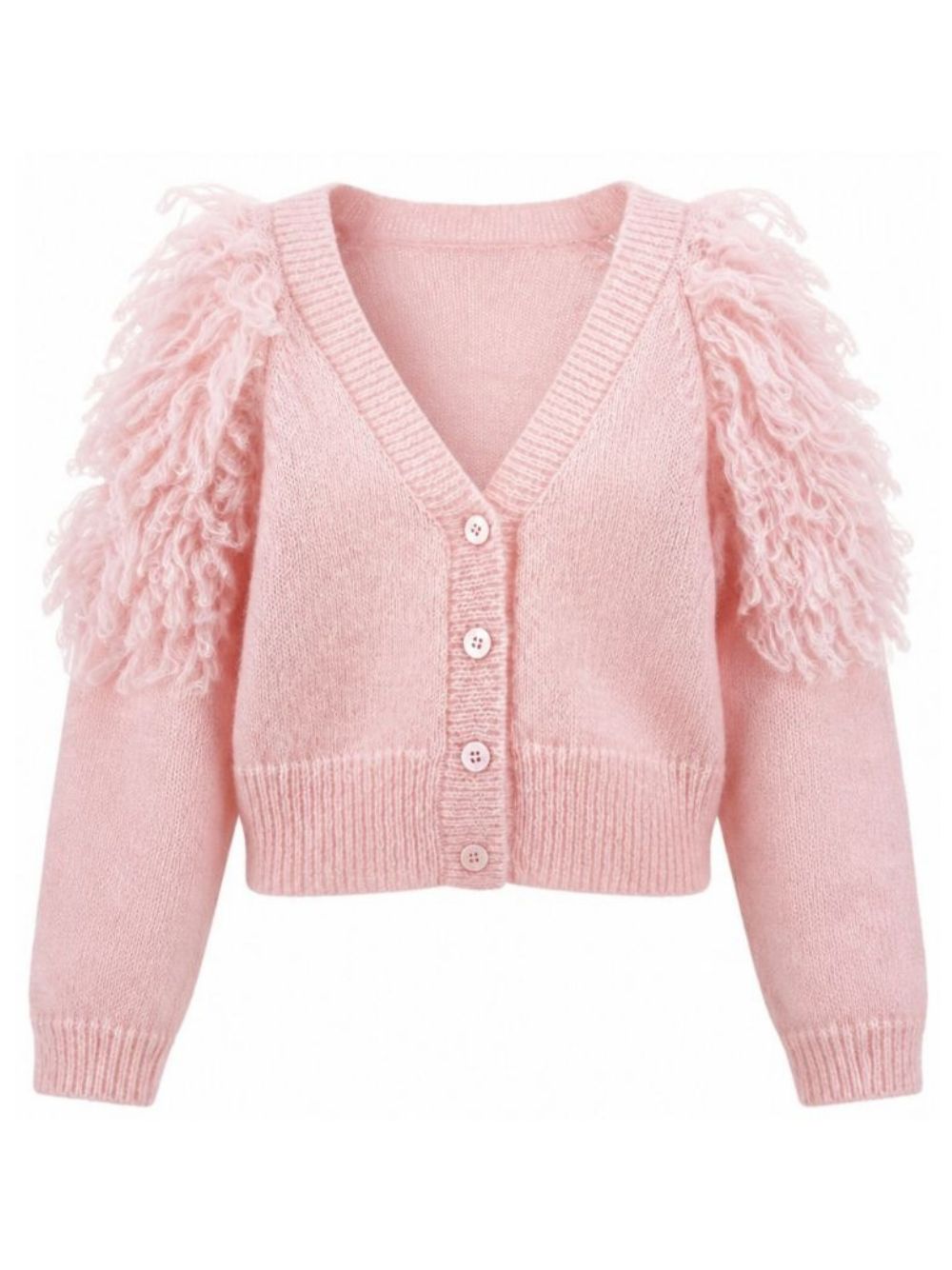 Cardigan per bambina Monnalisa Kids rosa con dettaglio con frange sulle spalle 79H800 8718 0091 MONNALISA KIDS 
