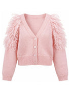 Cardigan per bambina Monnalisa Kids rosa con dettaglio con frange sulle spalle 79H800 8718 0091 MONNALISA KIDS 
