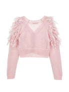 Cardigan per bambina Monnalisa Kids rosa con dettaglio con frange sulle spalle 79H800 8718 0091 MONNALISA KIDS 