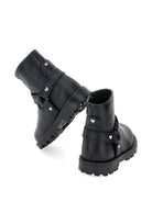 Stivali biker per bambina Monnalisa Kids neri con cinturino con logo ricamato 83H006 8782 0050 MONNALISA KIDS 