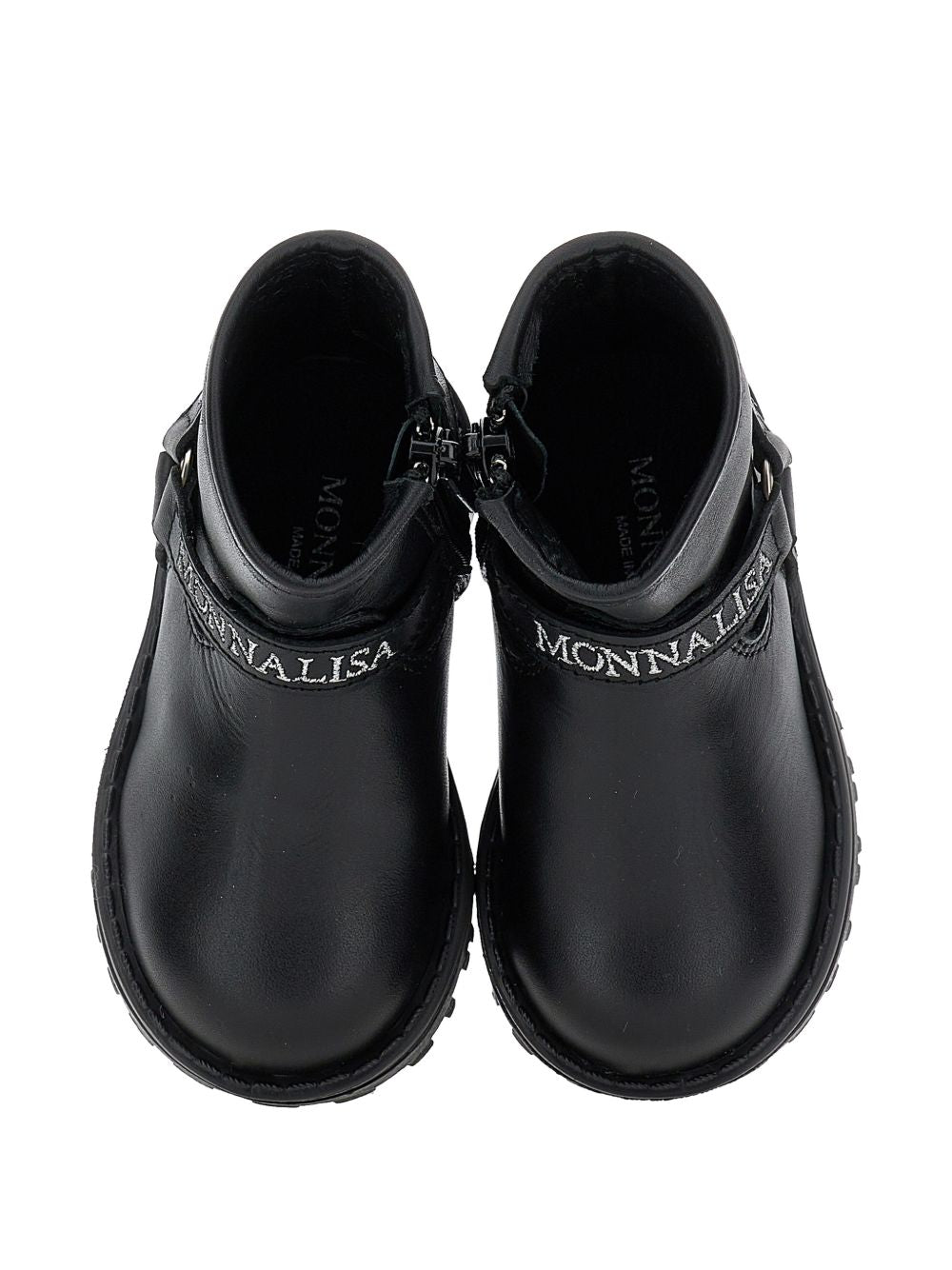 Stivali biker per bambina Monnalisa Kids neri con cinturino con logo ricamato 83H006 8782 0050 MONNALISA KIDS 