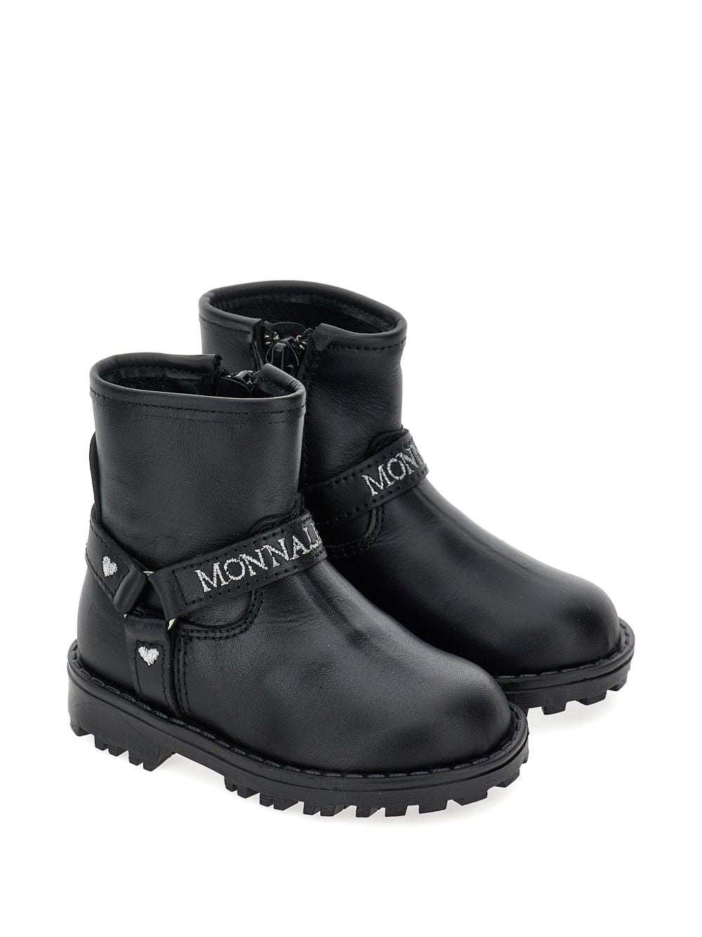 Stivali biker per bambina Monnalisa Kids neri con cinturino con logo ricamato 83H006 8782 0050 MONNALISA KIDS 
